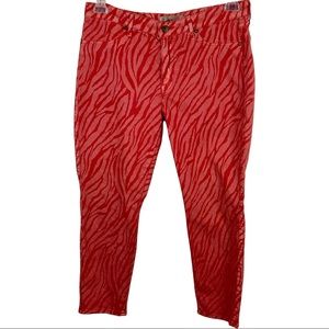 CJ by Cookie Johnson Believe Leggings Jeggings Persimmon Zebra Stripe Size 32